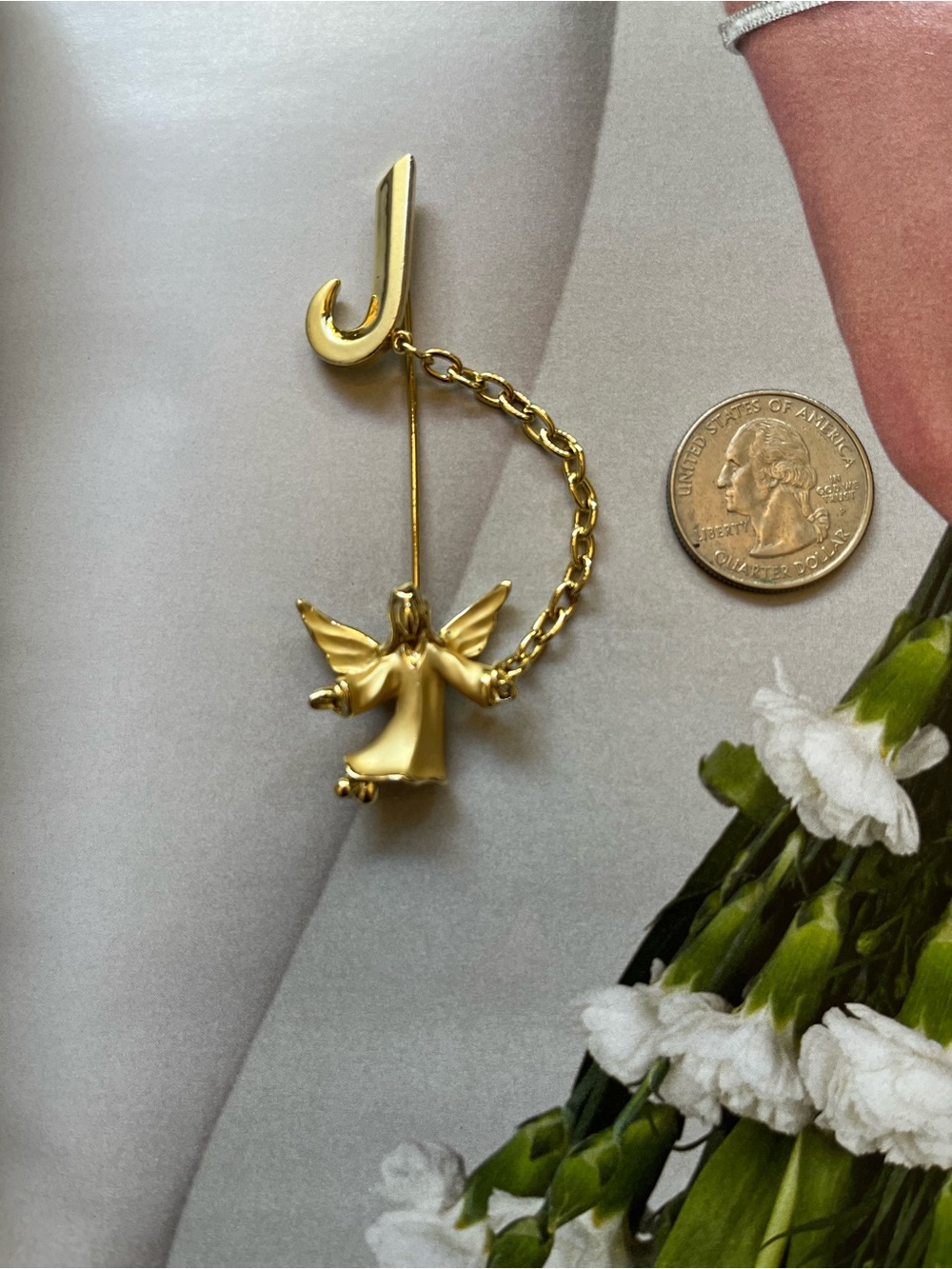 Mario Luca Giusti Gold Angel Chain Brooch